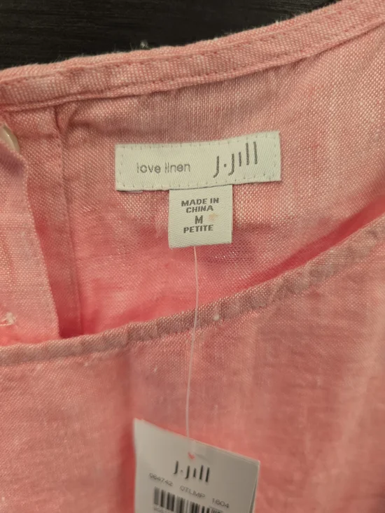 J Jill, Coral Linen Shift Dress with Button Accents - Picture 5 of 8